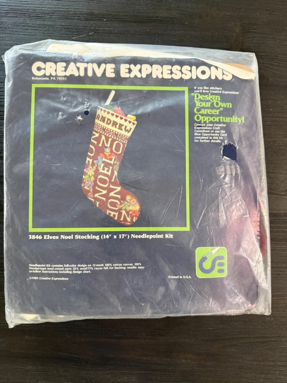 NIP Vintage 1983 Creative Expressions Needlepoint Stocking Kit